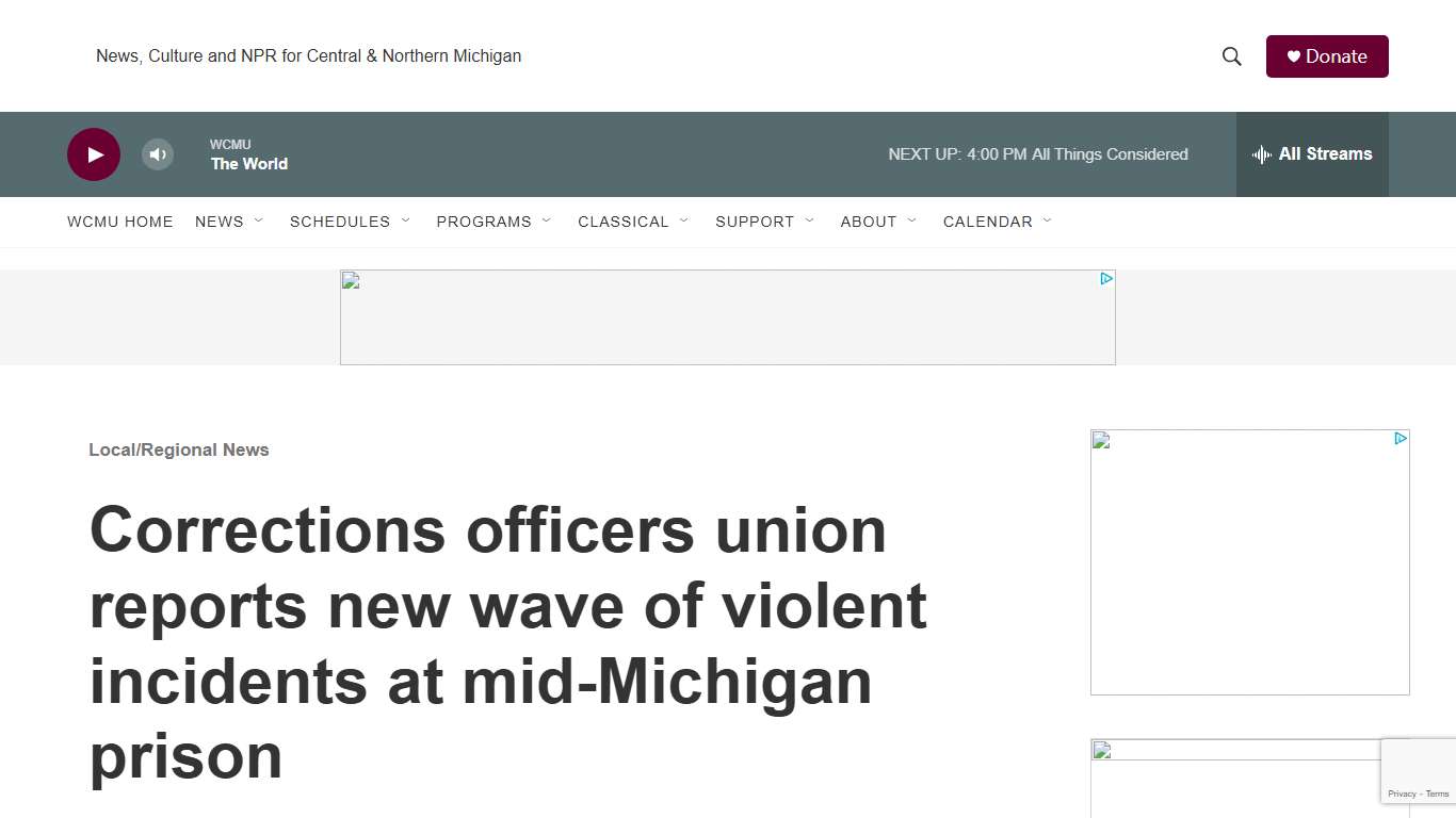 Corrections officers union reports new wave of violent incidents at mid-Michigan prison WCMU Public Radio